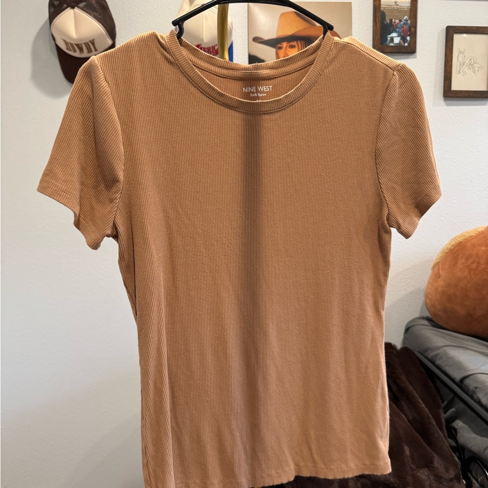 Nine West Camel Ribbed Tee